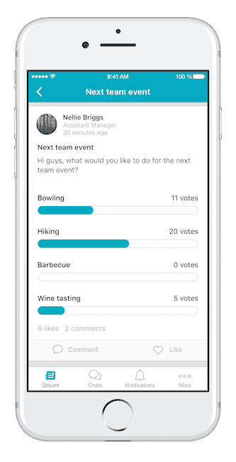 Beekeeper employee app poll feature