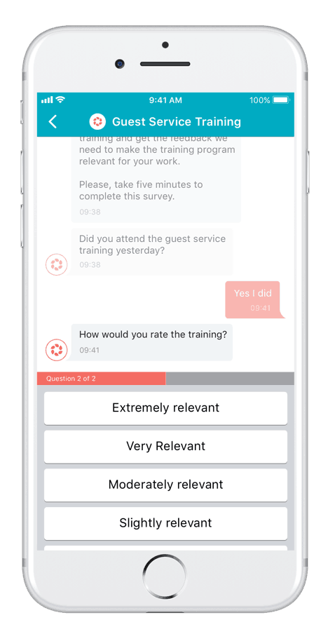 Guest service employee feedback screenshot on a team app.