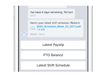 HR chatbot for paystub retrieval on mobile device