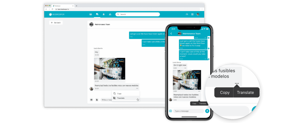 Beekeeper's native chat features