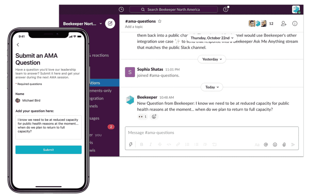 more efficient collaboration with Slack and Beekeeper