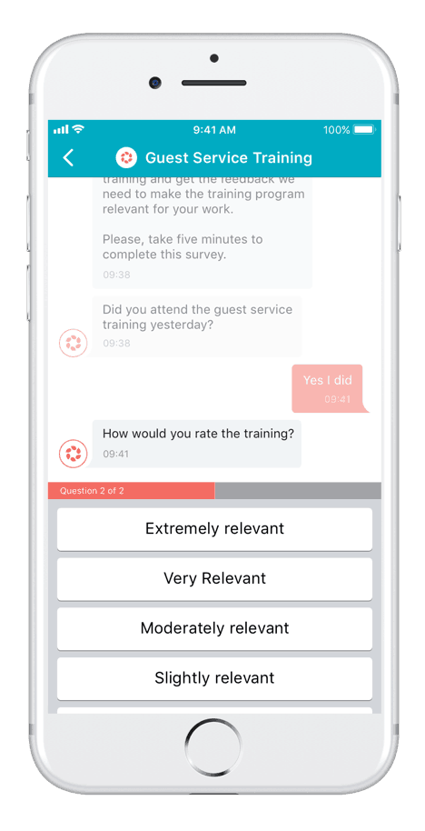 Guest service employee feedback screenshot on a team app.