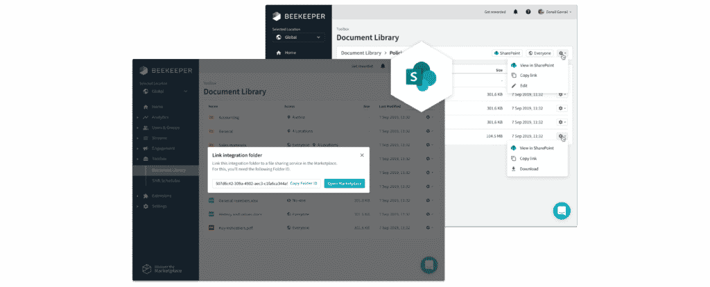 Beekeeper integriert mit Sharepoint